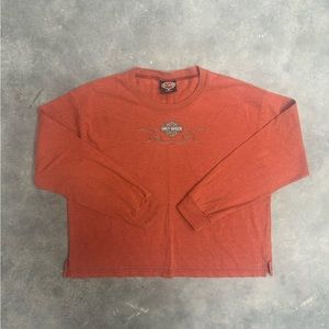 Men’s Vintage Harley Davidson Long Sleeve Orange Tshirt